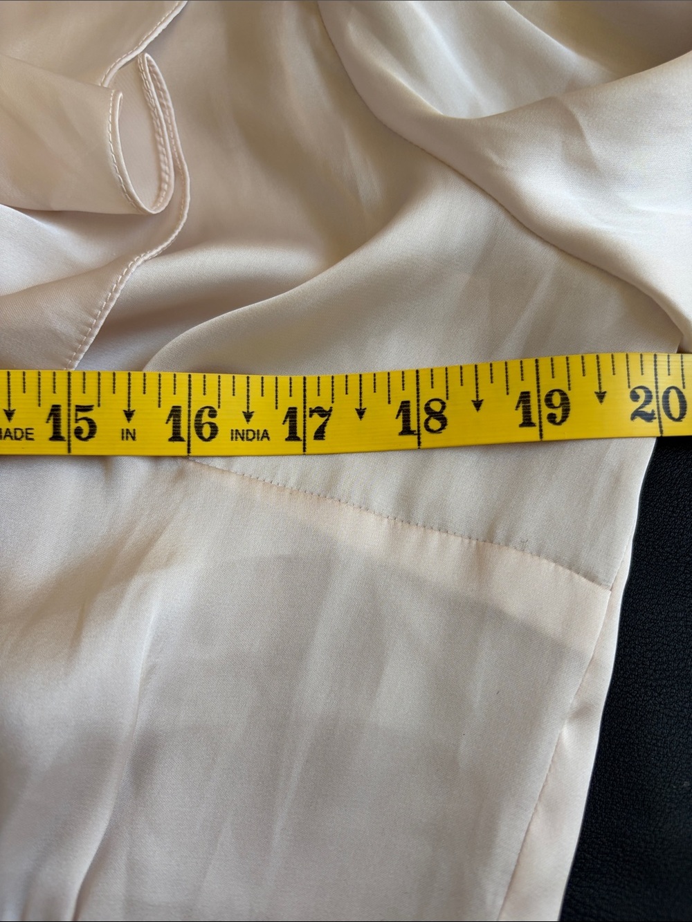 CAbi Ivory Satin Ruffle Blouse Size M Romantic Career Cottagecore Top - Picture 9 of 10